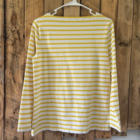 Vineyard‎ Vines Size Small Boat Neck Striped Yellow & White Cotton Stretch Top - Picture 2 of 12
